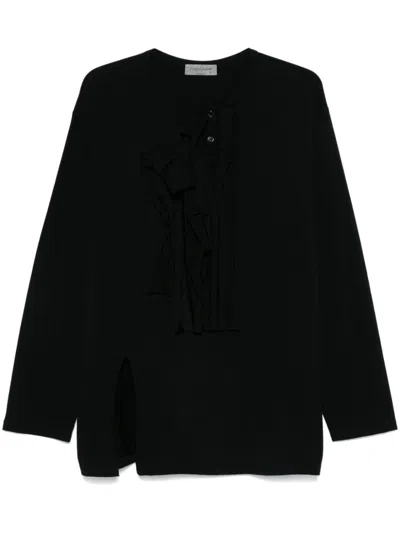 Yohji Yamamoto Ruffled T-shirt In Black