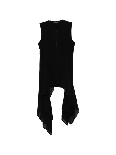 Yohji Yamamoto Ruffled Zip-up Top In Black