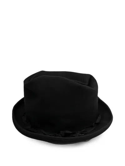 Yohji Yamamoto Ruffled-trim Fedora Hat In Black