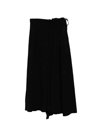 Yohji Yamamoto Ry Lawn L Gathered Flare Pants In Black