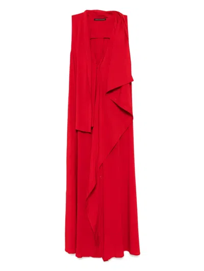 Yohji Yamamoto Drapiertes Ry Lawn Maxikleid In Rot