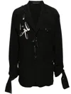 Yohji Yamamoto Safety-pin Embellished Linen Blazer In Black