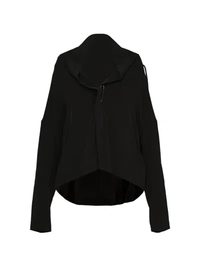 Yohji Yamamoto Safety-pin-fastening Drawstring Jacket In Black