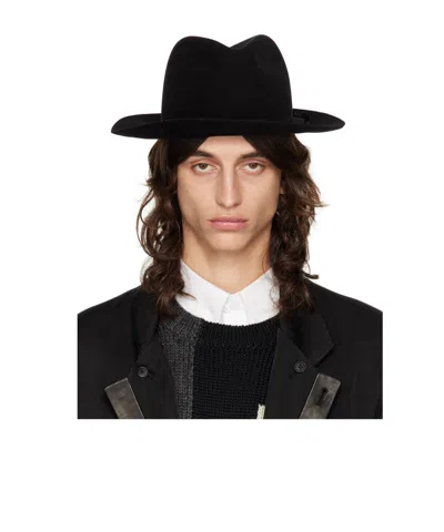 Yohji Yamamoto Satin Belted Hat In Black