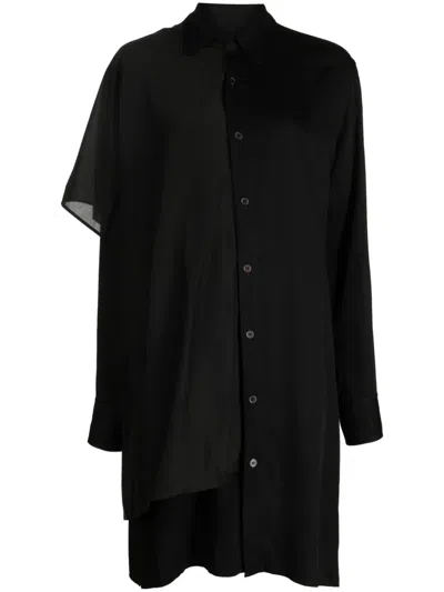Yohji Yamamoto Satin Stole Shirtdress In Black