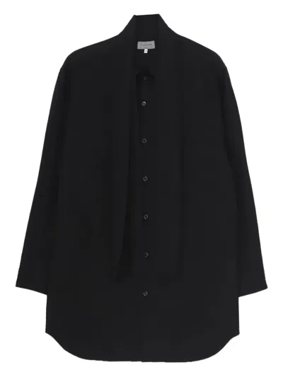 Yohji Yamamoto Scarf-collar Cotton Shirt In Black