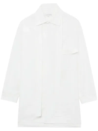 Yohji Yamamoto Scarf-detail Cotton Shirt In White