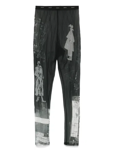 Yohji Yamamoto Semi-sheer Trousers In Black