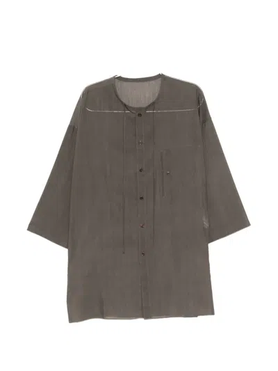 Yohji Yamamoto Semi-sheer Wide-sleeve Shirt In Green