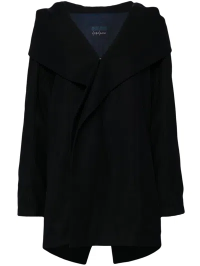 Yohji Yamamoto Shawl-lapels Hooded Jacket In Black