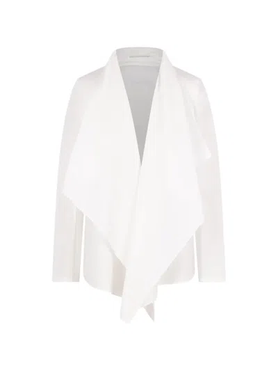 Yohji Yamamoto Shawl-lapel Poplin Jacket In White