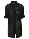 Yohji Yamamoto Sheer Black Cotton Shirt With Grid Pattern In Black