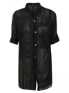 Yohji Yamamoto Sheer Black Cotton Shirt With Grid Pattern In Black