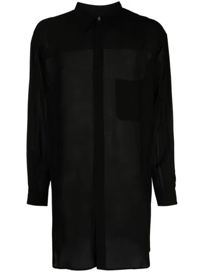 Yohji Yamamoto Langes Hemd Mit Doppeltem Kragen In Black