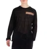 Yohji Yamamoto Sheer Round Neck Long Sleeve T-shirt In Black