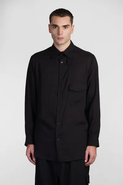 Yohji Yamamoto Asymmetric-hem Cotton Shirt In Black