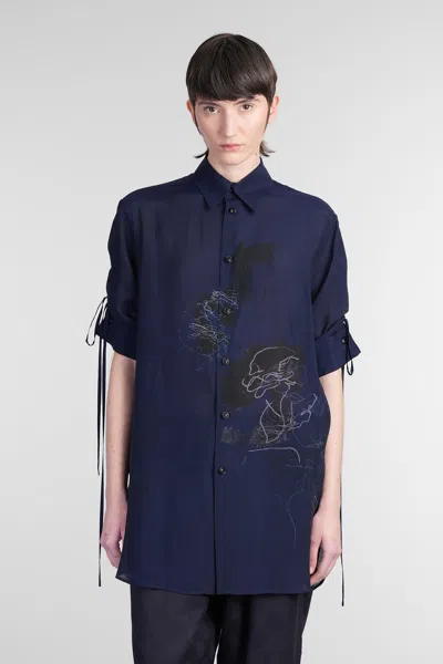 Yohji Yamamoto Shirt In Blue Polyamide Polyester