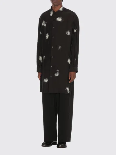 Yohji Yamamoto Silk Rear-split Graphic Print Shirt In Black