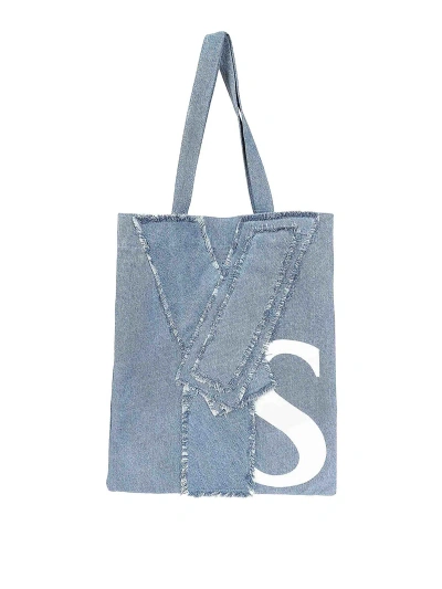 Yohji Yamamoto Shopping Bag In Blue Denim In Light Blue