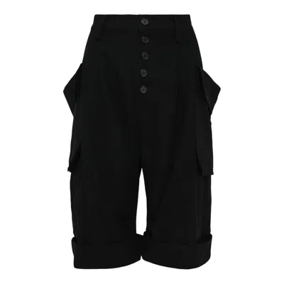 Yohji Yamamoto Short Cargo Pants In Black