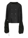 Yohji Yamamoto Short Double-breasted Wool Jacket In Dark Blue