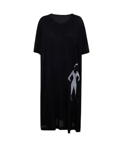 YOHJI YAMAMOTO YOHJI YAMAMOTO GRAPHIC T-SHIRT DRESS