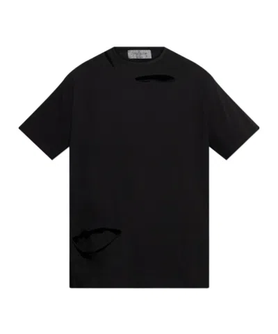 YOHJI YAMAMOTO YOHJI YAMAMOTO COMBED SINGLE JERSEY SLIT DETAILED T-SHIRT
