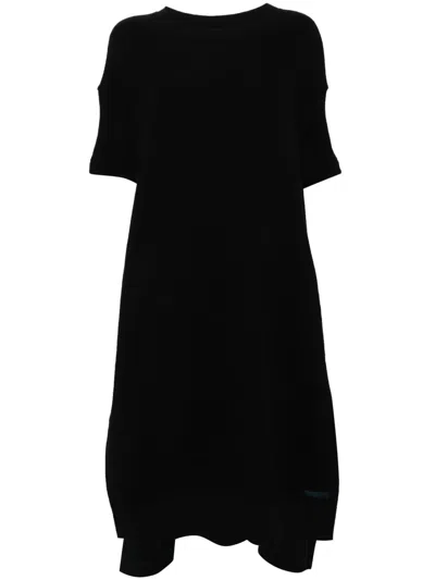Yohji Yamamoto Side-slit Midi Dress In Schwarz