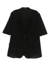 Yohji Yamamoto Silk Blazer In Black