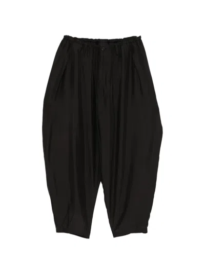 Yohji Yamamoto Silk Draped Trousers In Black