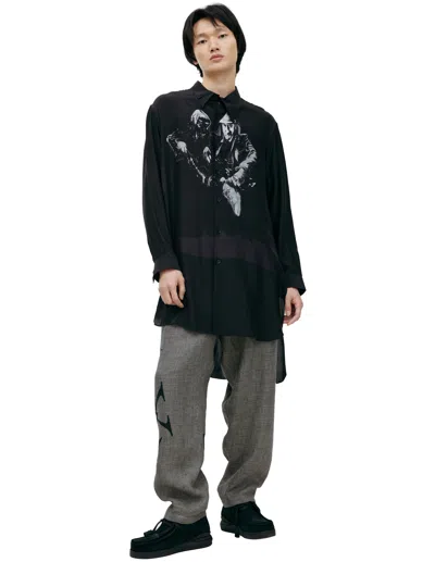 Yohji Yamamoto Silk Print Shirt In Black