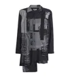 Yohji Yamamoto Message-print Switching-hem Shirt In Black