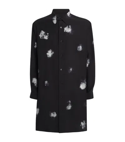 Yohji Yamamoto Silk Rear-split Graphic Print Shirt In Black