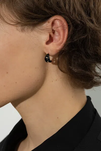 Yohji Yamamoto Silver Mono Earring In Black