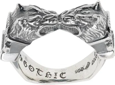 Yohji Yamamoto Silver Twin Wolf Dagger Ring In 1 Silver