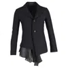Yohji Yamamoto Single-breasted Asymmetric Blazer In Black Wool In Black