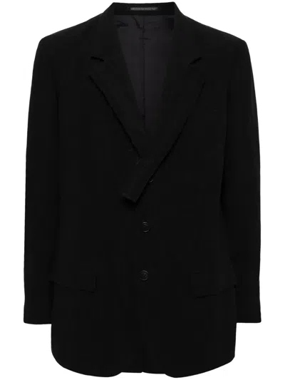 Yohji Yamamoto Pinstriped Single-breasted Blazer In Black