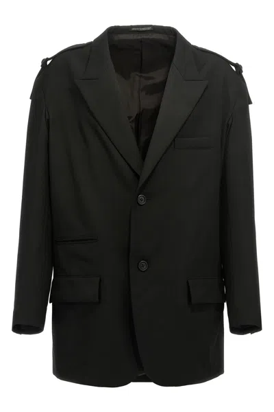 YOHJI YAMAMOTO YOHJI YAMAMOTO SINGLE-BREASTED BLAZER WITH STRAP DETAIL