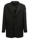 Yohji Yamamoto Single-breasted Blazer With Strap Detail In 黑色的