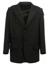 Yohji Yamamoto Single-breasted Blazer With Strap Detail In Black