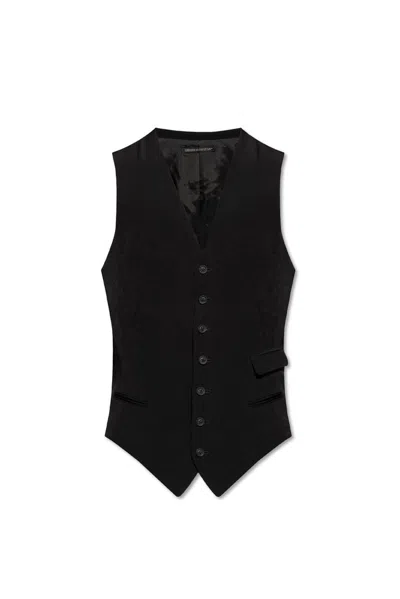 Yohji Yamamoto Single Breasted Sleeveless Vest In Black