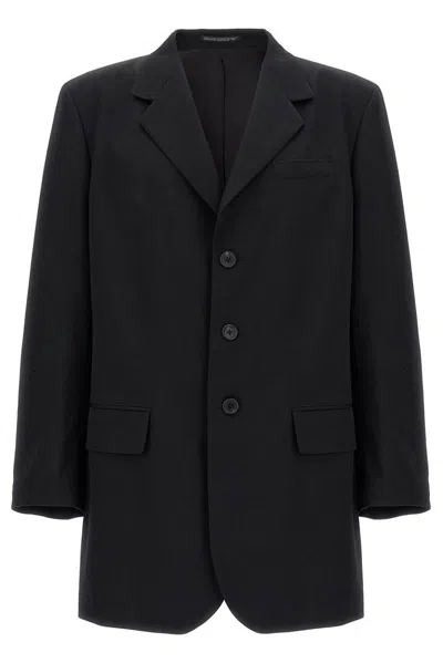Yohji Yamamoto Single-breasted Blazer With Back Opening In Black
