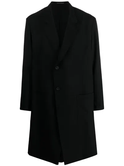 Yohji Yamamoto Notched-lapels Single-breasted Coat In Black