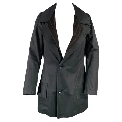 Pre-owned Yohji Yamamoto Size S Black Cotton Notch Lapel Coat