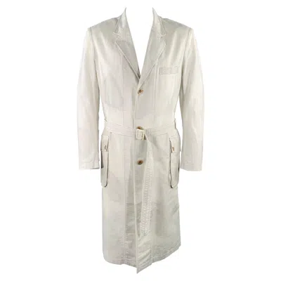 Pre-owned Yohji Yamamoto Size Xl Light Grey Cotton Belted Coat In Gray