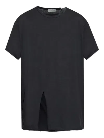 Yohji Yamamoto Slit-detail Short-sleeve T-shirt In Black