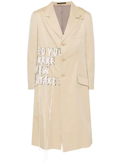 Yohji Yamamoto Slogan Patch Single-breasted Blazer In Neutrals