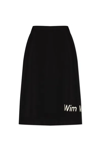 Yohji Yamamoto Text-print Skirt In Black