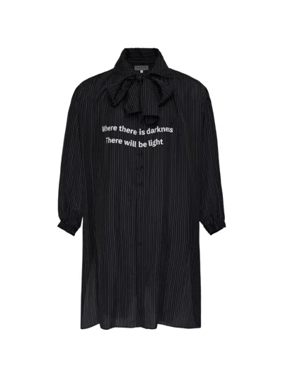 Yohji Yamamoto Message Scarf Blouse In Black