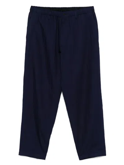 Yohji Yamamoto Slub-texture Trousers In Blue